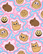 Pink Cute Whimsical Cat Swirl Rug