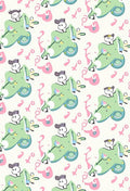 Whimsical Green Creature Pink Swirls Rug