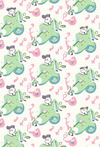Whimsical Green Creature Pink Swirls Rug