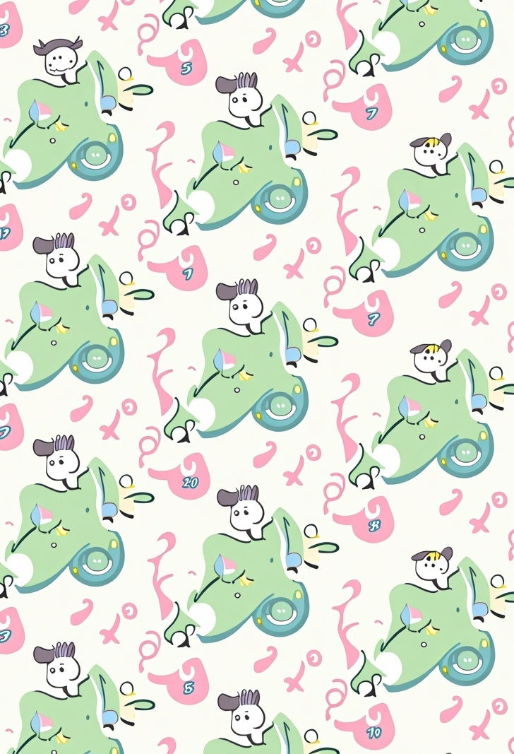 Whimsical Green Creature Pink Swirls Rug
