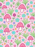 Pink Mushroom Flower Garden Whimsy Rug