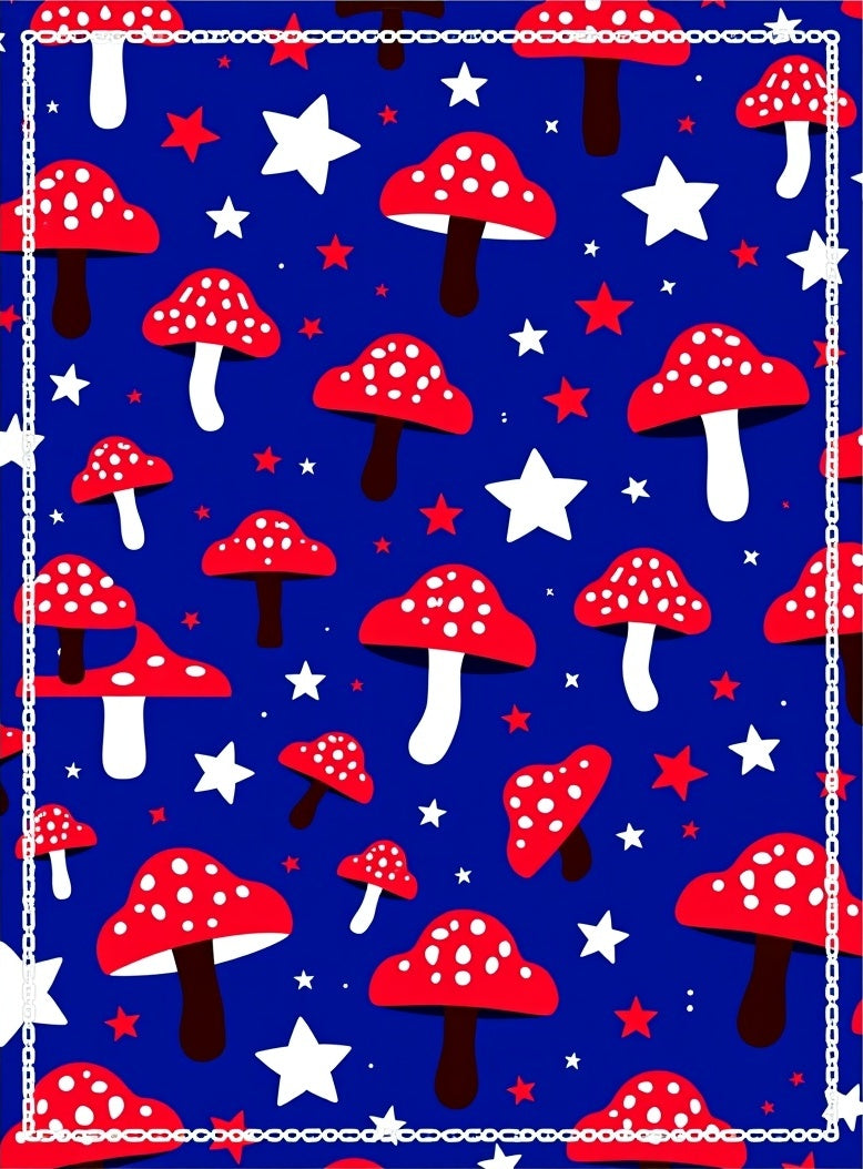 Red White Polka Dot Mushroom Stars Rug