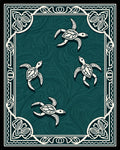 Oceanic Teal Turtle Swirl Border Rug