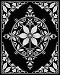 Black White Floral Medallion Art Rug