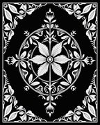 Black White Floral Medallion Art Rug