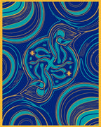 Mid Century Aqua Swirl Abstract Rug