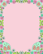 Whimsical Pink Teal Floral Archway Rug
