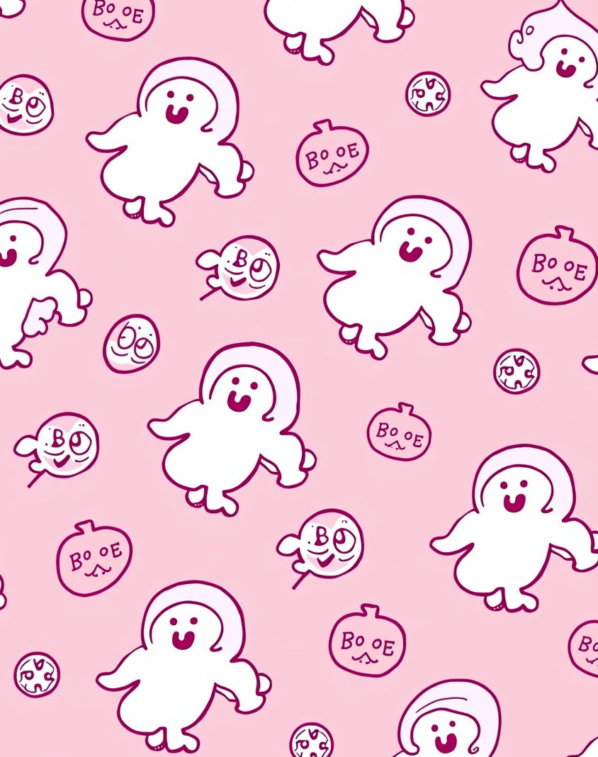 Whimsical Pink Ghost Holiday Repeat Rug
