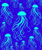 Aqua Jellyfish Ocean Repeats Rug