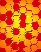 Crimson Yellow Hexagon Grid Rug