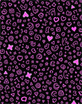 Pink Hearts Stars Shapes Black Background Rug