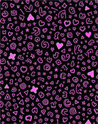 Pink Hearts Stars Shapes Black Background Rug