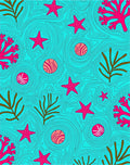 Vibrant Coral Starfish Ocean Waves Rug