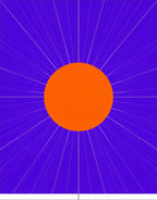 Vibrant Orange Sunburst Blue Rays Rug