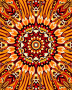 Vibrant Fire Mandala Reflection Rug