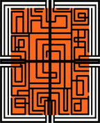 Bold Orange Maze Geometric Lines Rug
