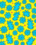 Bright Yellow Blue Flower Pop Art Rug