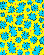 Bright Yellow Blue Flower Pop Art Rug