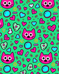 Pink Kitty Hearts And Bubbles Rag Rug