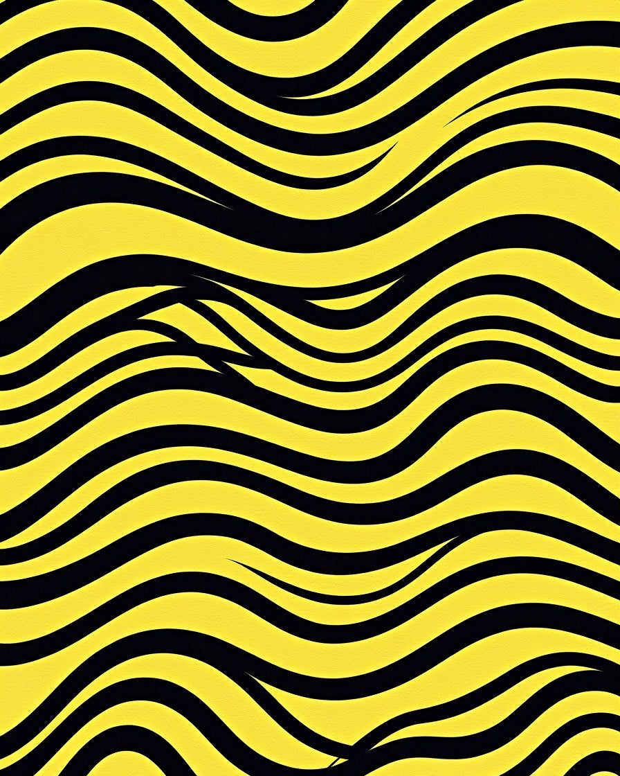 Bold Yellow Black Wavy Stripes Rug