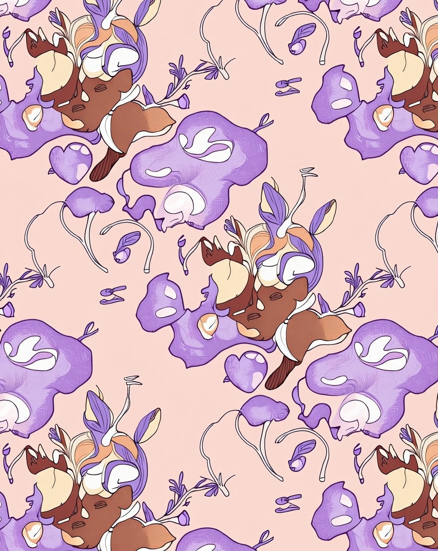 Whimsical Lavender Amorphous Creature Bloom Rug
