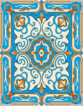 Vibrant Blue and Orange Ornamental Medallion Rug