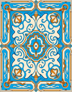 Vibrant Blue and Orange Ornamental Medallion Rug