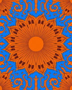 Vibrant Orange Petal Sunburst Medallion Rug