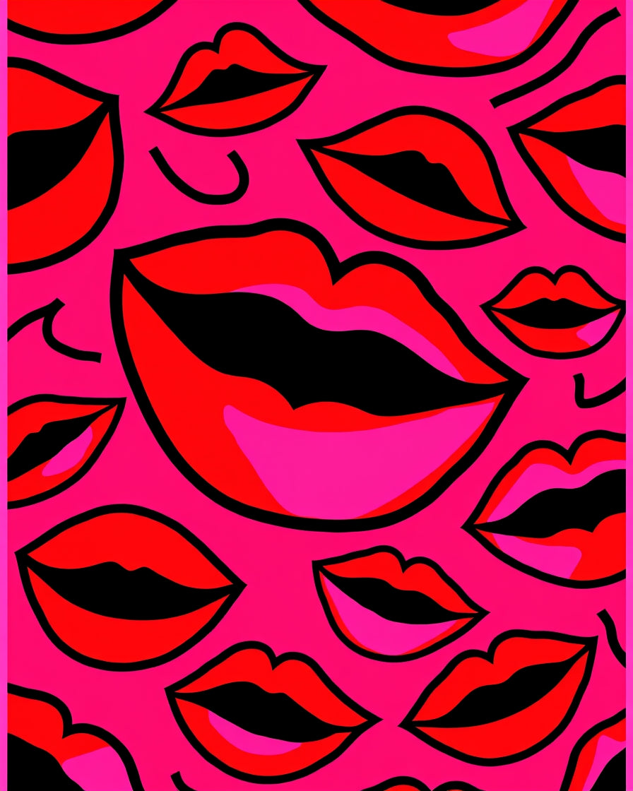 Vibrant Red Pink Bold Lips Rug