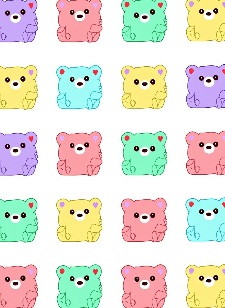 Cute Pastel Teddy Bear Repeating Rug