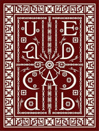 Rich Burgundy And Cream Calligraphic Rug