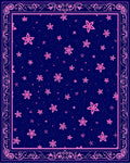 Navy Pink Starry Night Floral Border Rug