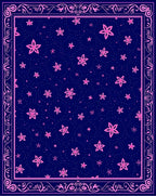 Navy Pink Starry Night Floral Border Rug
