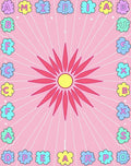 Pink Flower Cloud Alphabet Ray Rug