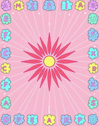 Pink Flower Cloud Alphabet Ray Rug