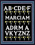 Alphabet Border Black Starburst Rug