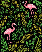 Pink Flamingos Lush Tropical Foliage Rug