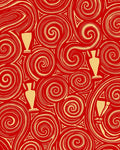 Red Gold Swirl Vase Brocade Rug