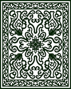 Forest Green Arabesque Filigree Rug