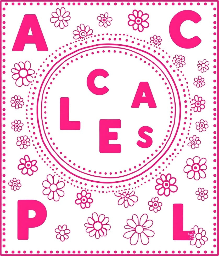 Hot Pink Daisy Alphabet Circle Rug