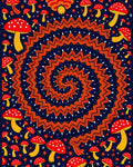 Red Mushroom Spiral Art Rug