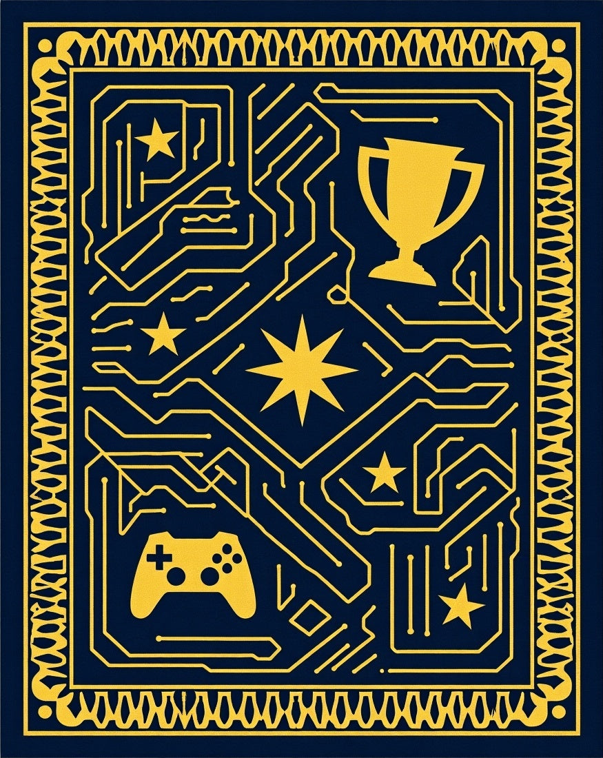 Yellow Circuit Board Trophy Gaming Rug