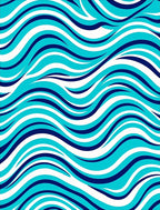 Vibrant Blue White Ocean Waves Rug