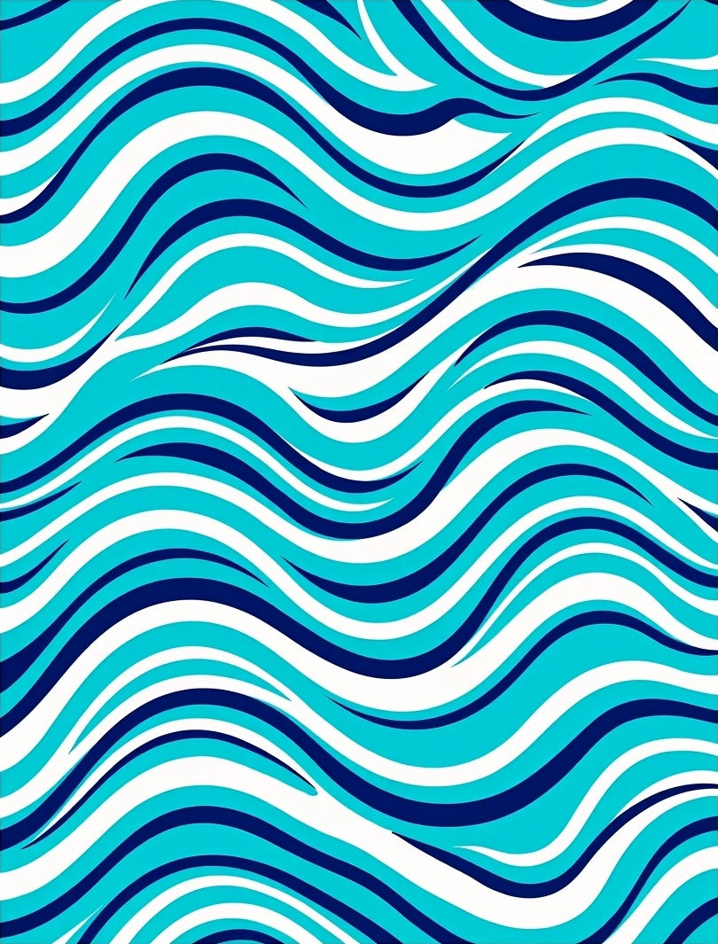 Vibrant Blue White Ocean Waves Rug