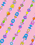 Pastel Pink Whimsical Balloon Word Art Rug