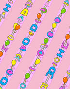 Pastel Pink Whimsical Balloon Word Art Rug