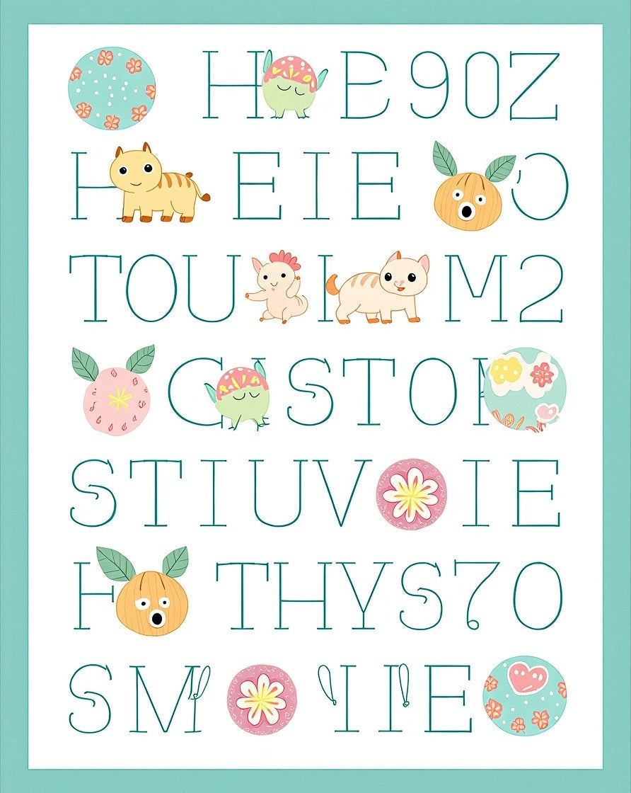 Cute Critters And Bright Flowers Alphabet Rug