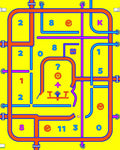 Bright Yellow Numerical Maze Rug