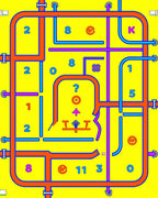 Bright Yellow Numerical Maze Rug