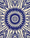 Deep Navy White Sunburst Medallion Rug